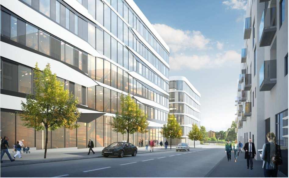 SID 15 (26) Vy nedför gatan med utblick över tunnelbanan och Fredhällparken mot husen i Fredhäll.
