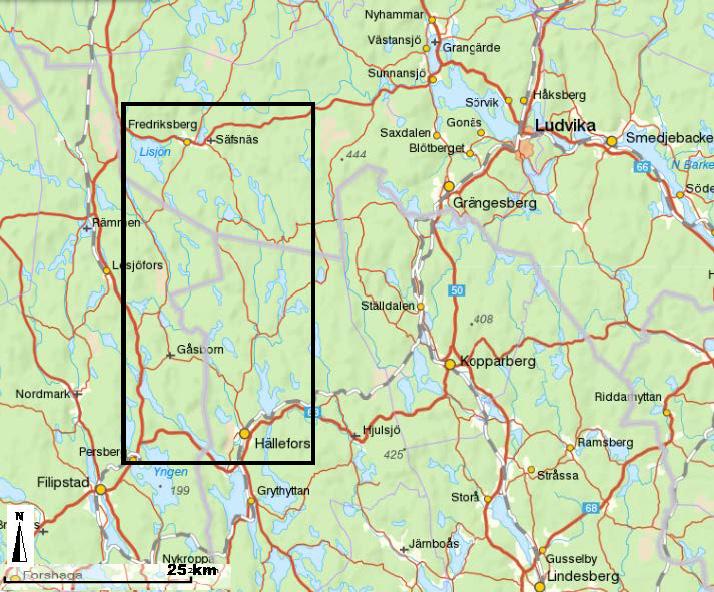 Förlängd koncession för befintlig 145 kv ledning mellan station Fredriksberg och Hällefors i Dalarna, Värmland och Örebro län.