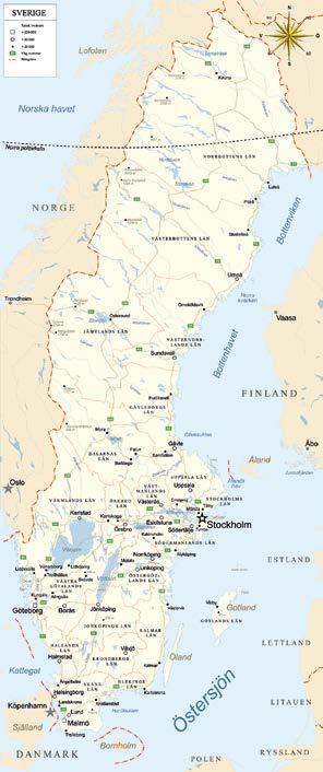 öarna heter Öland och Gotland och ligger på östkusten söder om Stockholm. Sveriges högsta berg ligger i norra Sverige. Det heter Kebnekaise och är 2 099 meter högt.