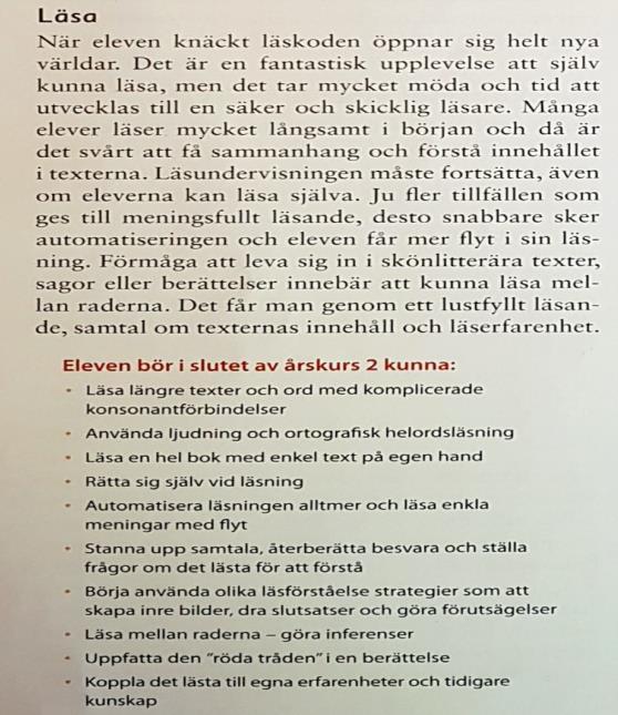 Stöd i till lärare vid avstämning mot kunskapsmål efter åk. 2.