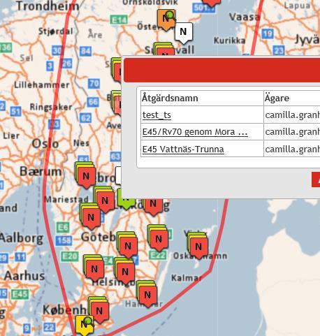 Kartan Funktion zooma till markerade : möjligt att zooma till markerade länkar/noder Zooma mer än tidigare 100 % Lista över projekt bara visa sig