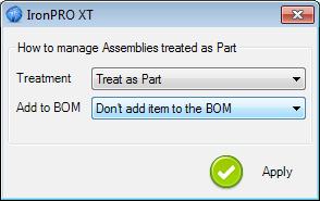 Flat BOM visar en platt struktur liknande Only Parts BOM, men här kan man även välja att ta med eller inte ta med smst som använder Treat as Part eller Expand.