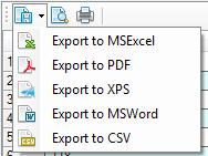 Exportera eller skriva ut stycklistan På vänster sida, direkt ovanför stycklistan, finns tre knappar. Den första från vänster exporterar ut stycklistan till olika filformat.