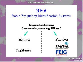 Date 89 (94) RFID-system kan indelas i två huvudgrupper.