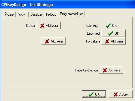 I flik programmoduler kan man aktivera ytterligare funktioner.