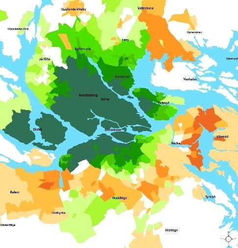 Ett annat exempel när nårbarhetsmåttet har använts är vid en strukturanalys inom Regional Utvecklingsplan för Stockholms län, RUFS (Tillväxt- och regionsplaneförvaltningen, 2016).