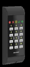 ljus-/ljudsignaler för bland annat öppning och batterivarning Stöd för ARX High Secure Card Aperio dörrbladsläsare Beröringsfri online-läsare med trådlös kommunikation eller