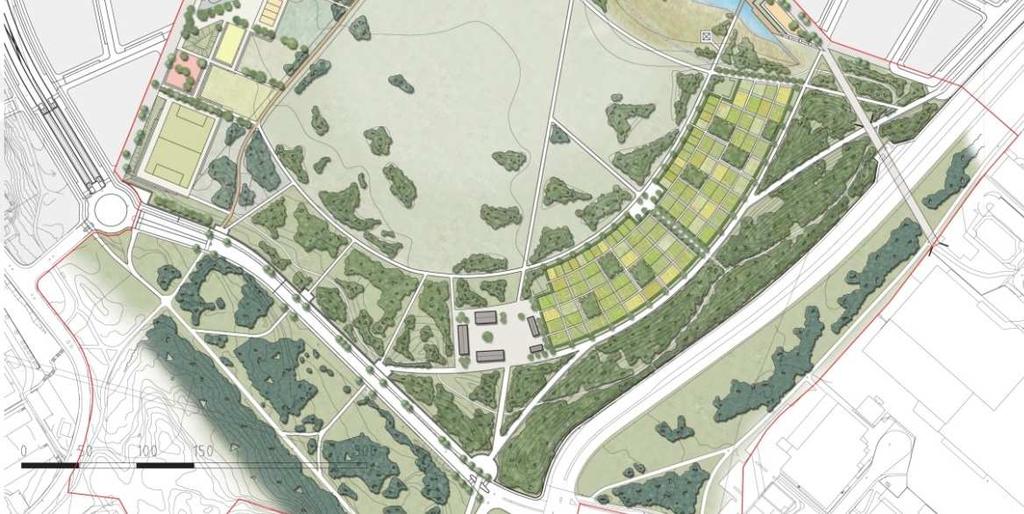 för parken Illustrationsplan som redovisar punkter och frågeställningar att studera