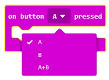 Genom att klicka på den lilla pil som finns på blocket får man fram valen I blocket med shake finns följande val 3, 6 och 8g fungerar bara att använda på fysisk micro:bit. G står för g-kraft.