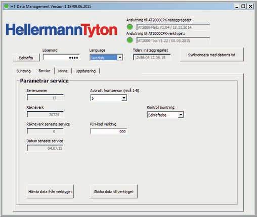 HT Data Management 7.6 Synkronisera tid och datum f Klicka på Synkronisera med datorns tid. ; Tiden och datumet synkroniseras med den anslutna datorn.