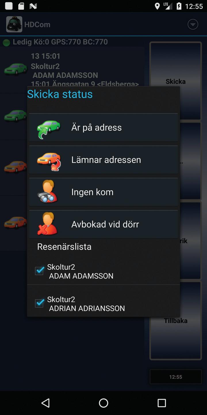 radioadress, aktivt bokningssystem och länknummer samt göra SMS-inställningar. Under Hjälp/Inställningar: Dela bokning. Ändra sorteringsordning. Arkivera m m.