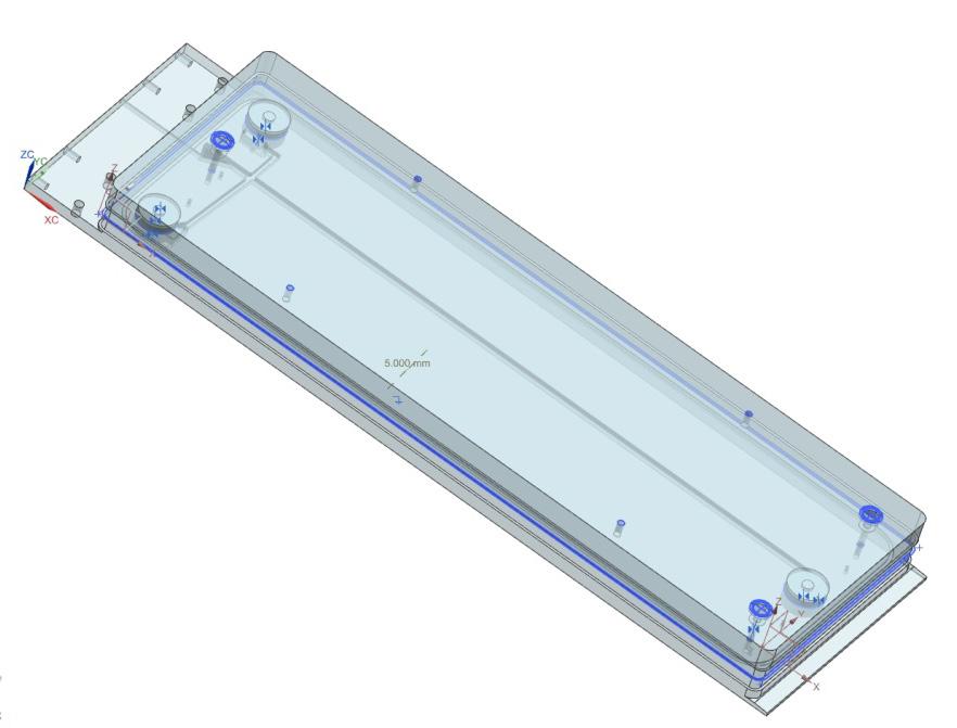 Figur 4-1. Konstruktionsritning på lastpanelen. 4.4 KALIBRERING De tre lastcellerna med typbeteckningen HBM (50t, C2) kalibrerades vid LTUs labb och visade sig var linjära mot pålagd last upp till 500 kn.