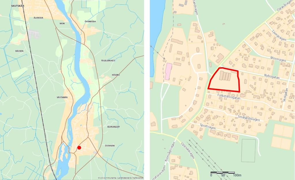 5(22) 3 PLANDATA 3.1 Läge Planområdet är beläget på Östanån i södra Älvkarleby; korsningen Östanåvägen och Nybogatan. Kring planområdet finns sedan länge ett etablerat villaområde.