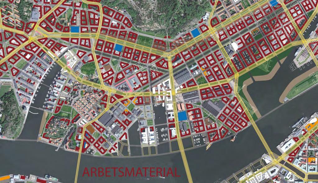 Viktigaste huvudstråken för att sila Lundbyledens barriär och läka ihop staden: - Lundbyleden omvandlat tillbaka till stadsboulevarden Neptungatan i ett sydligare läge (för att möjliggöra bebyggelse