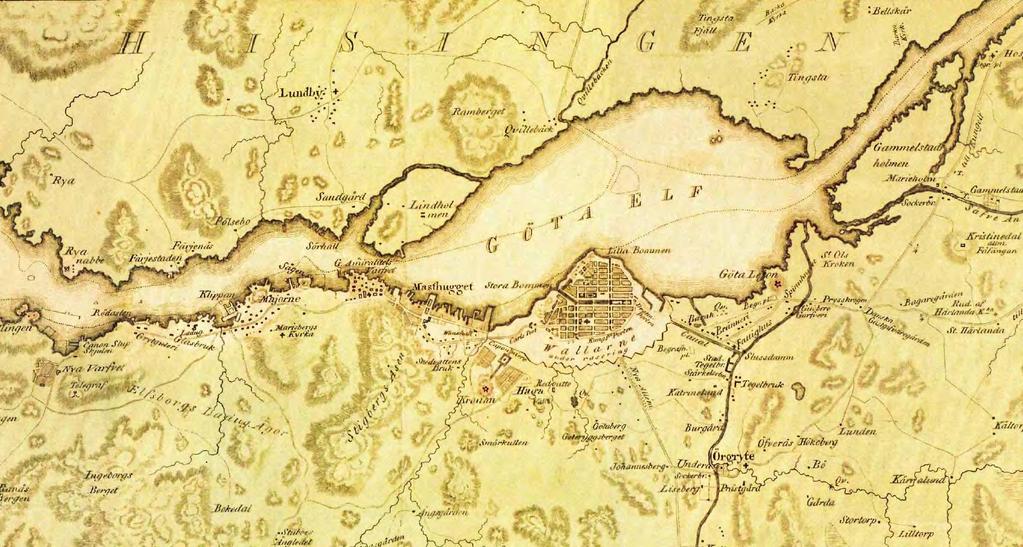Historiska förutsättningar som inventerats i området kring Lindholmen/Frihamnen: 1809 ligger Ringön & Frihamnen under vatten och Lindholmen