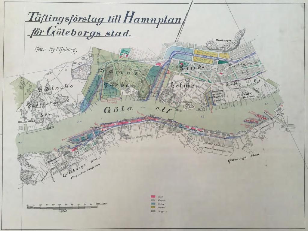 (1904) Ett tredje tävlingsförslag föreslog en kanal i Floragatan (nuvarande Lindholmsallén) som kopplas ihop med Lindholmskanalens ursprungliga läge (ungefär ) med utlopp i