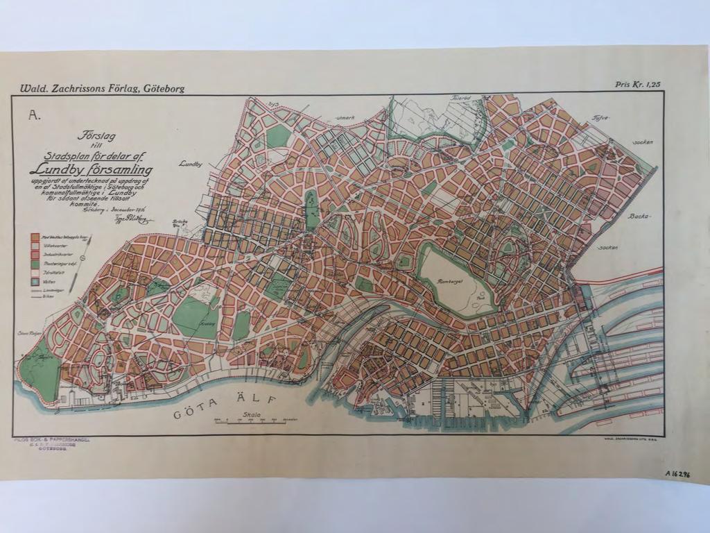 1906 förtätningsutredning inför Införlivning av Lundby socken till Göteborg Figge Blidberg 1906 De orangea