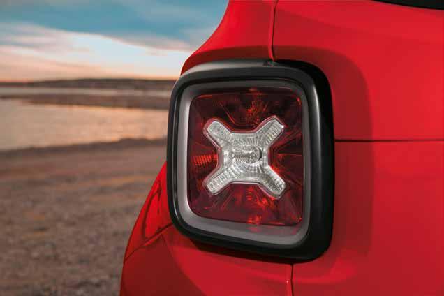 Jeep -symboler återfinns på många av detaljerna hos nya Renegade, exempelvis fram- och bakljusen.