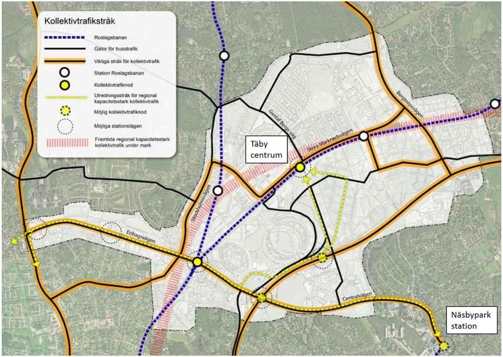 Inledning Denna utredning berör Täby centrum i Stockholms län och behandlar kapacitetsstark kollektivtrafik.