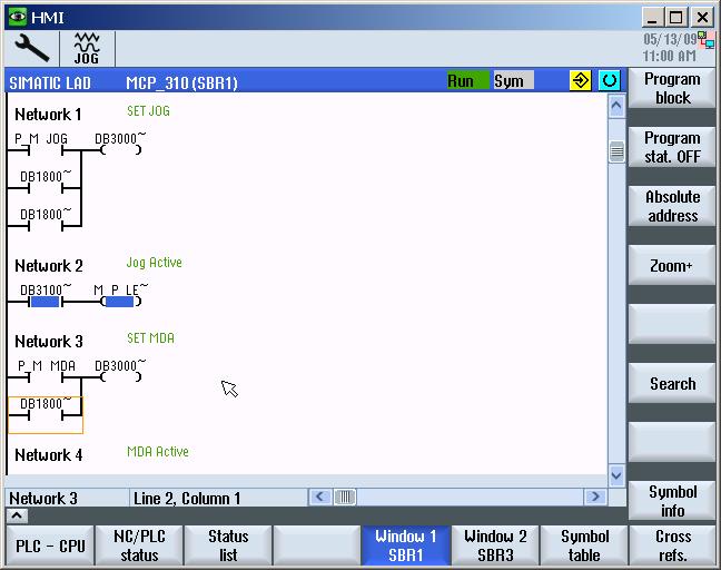 Bearbeta PLC-användarprogram (endast 828D) 19.5 Bild över programkomponenterna 19.5.2 Uppbyggnad av användargränssnittet Den följande bilden visar användargränssnittet.