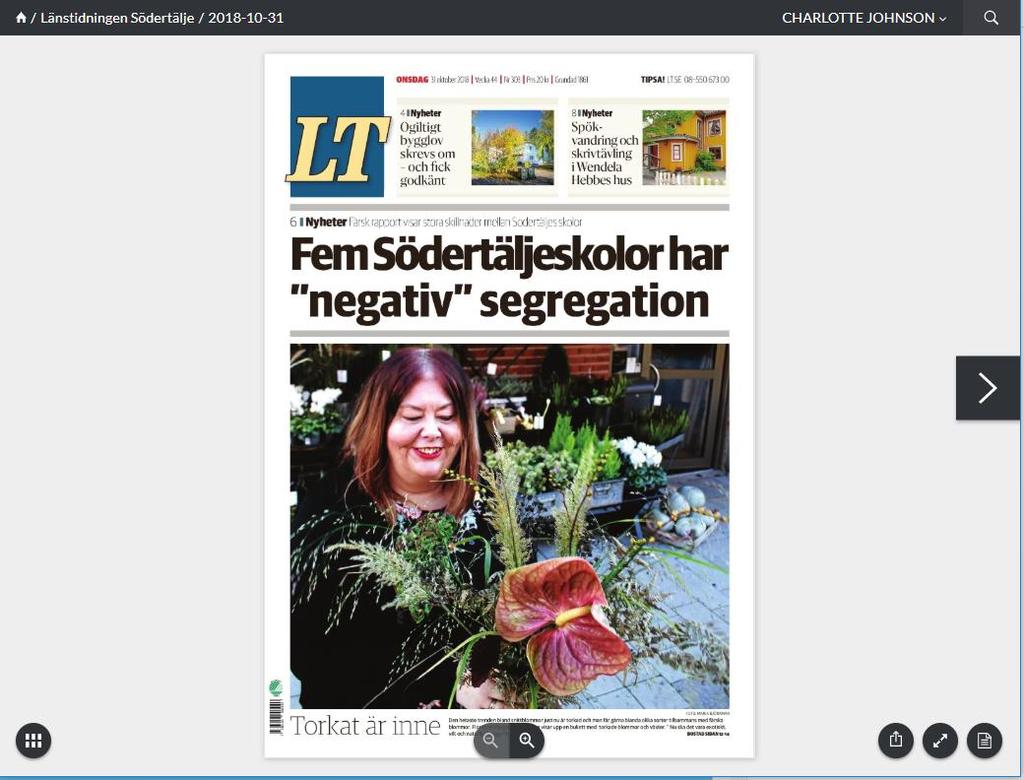 Läsa e- tidningen på dator BLÄDDRA