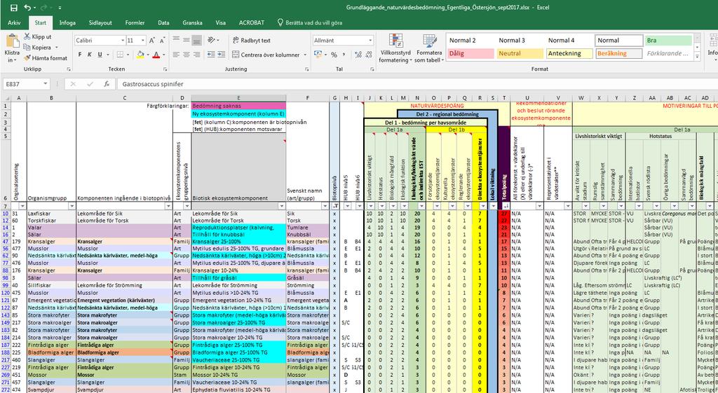 Nested Targets Biodiversity targets Conservation targets Bevarandevärden Sållningsfunktioner exempel: Biotoper (förslag AqB)