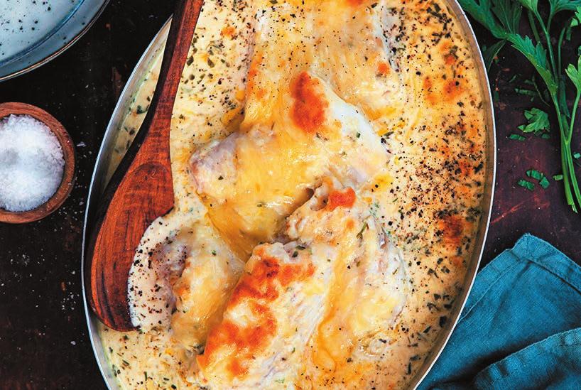 RECEPT 1 35 min 475 kcal/port Fett 18g Kolhydrater 43g Protein 34g Honey and mustard fisk i ugn Saftig och krämig lättlagad fisk med pressad potatis och morot.