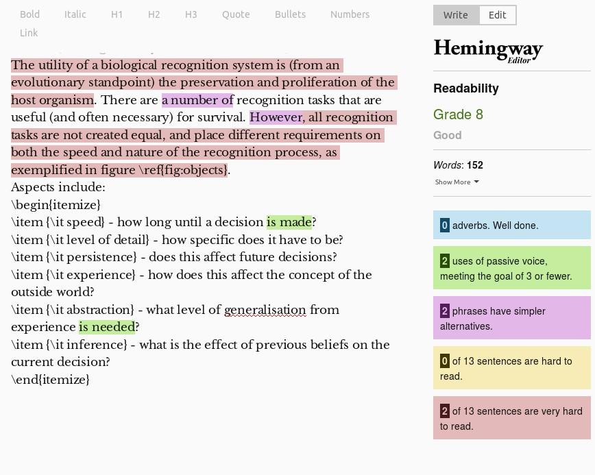 Verktyg Hemingway Editor http://www.hemingwayapp.