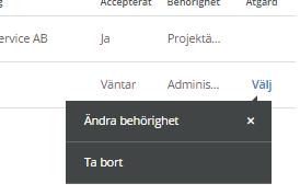 Om deltagaren saknar licens, kan användaren klicka på länken som kommer med inbjudan och välja vilken licens den önskar ha. Där finns också möjlighet att teckna en s.k. projektlicens som ger deltagaren tillgång till just detta projekt.