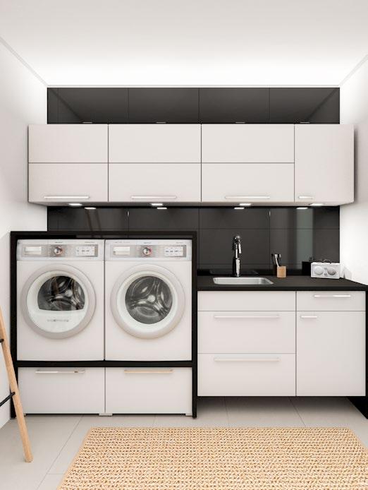 RYGGVÄNLIGT OCH SMART. ERGO är en stabil och trygg lösning för tvättmaskin och torktumlare.