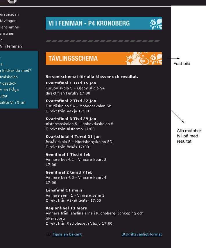 Rubriken: Tävlingsschema Frågor?