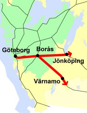 Götalandsbanan/Kust till kustbanan Stråket Göteborg Borås Jönköping Utgångspunkten är att det byggs dubbelspår mellan Mölnlycke och Bollebygd, via Landvetter flygplats, under perioden 2020 2024.