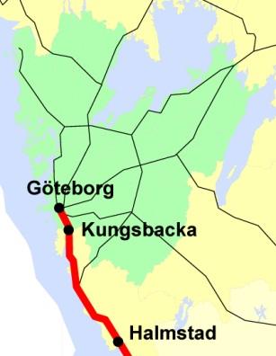 Landvetter flygplats utan omstigning. Idag binder banan samman Sveriges östkust och västkust. I framtiden kommer banan även att utgöra en länk till Götalandsbanan och Europabanan.