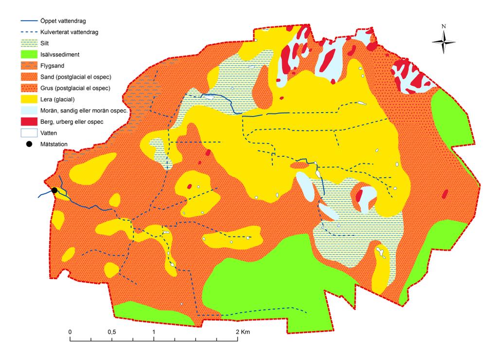 2.3 Hallands typområde (N 34) 2.3.1 Jordarter Figur 10. Jordartskarta över typområdet i Halland (N 34), baserat på data från SGU.