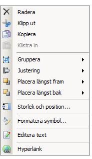 4.4. Redigera en processkarta Editorn i ProcessMap erbjuder samma funktionalitet som Windows vad gäller kopiera, klipp ut och klistra in. Välj en symbol och högerklicka för att starta snabbmenyn.