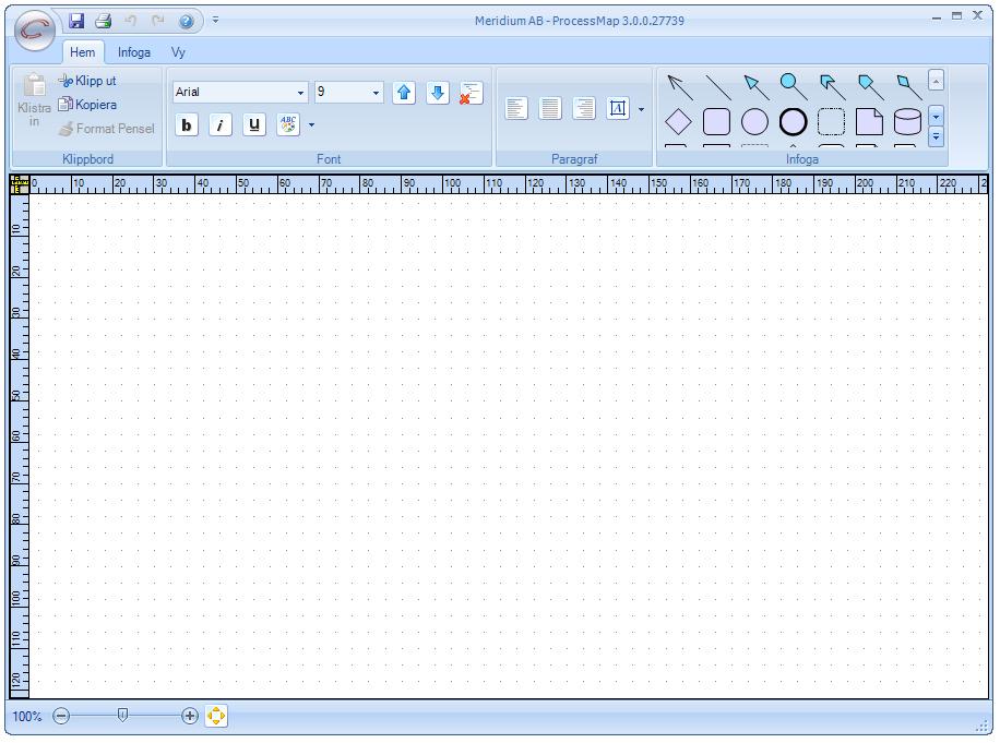 4. ProcessMaps editor ProcessMaps grafiska editor är enkel att använda för att rita processkartor. Tryck på Editera processkartan placerad en bit ned på informationssidan för att starta editorn.