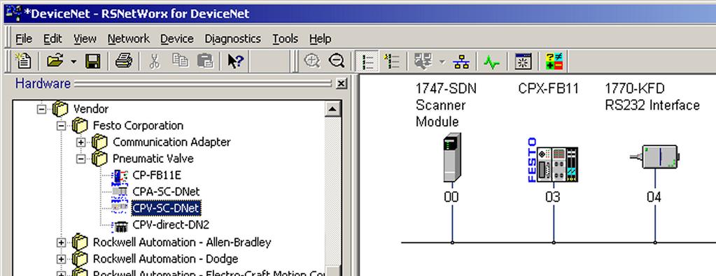 2. Idrifttagning 2.2.4 Parametrering med RSNetWorx: EDS Följande avsnitt innehåller anvisningar för parametrering med RSNetWorx för DeviceNet, version 3.00.00 från Rockwell.