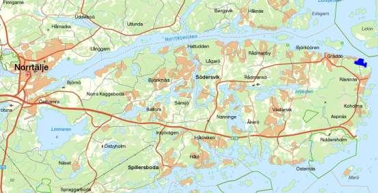 PLANENS SYFTE OCH HUVUDDRAG Syftet med planändringen är att utöka tillåtna byggrätter efter att det berörda området i Gräddö-Rävsnäs fått tillgång till kommunalt vatten och avlopp (VA).