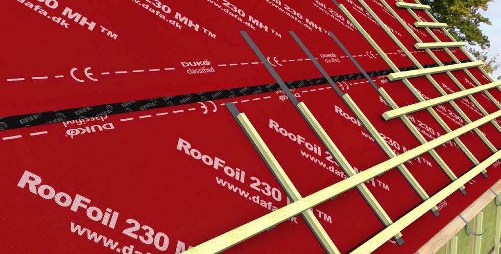 AirVent System komplett program för undertak och vindskydds duk Undertaksfolier RooFoil 150 TM RooFoil 200 TM RooFoil 2 MH TM RooFoil 2 MH Plus TM De huvudsakliga produkterna för undertak är :s tre