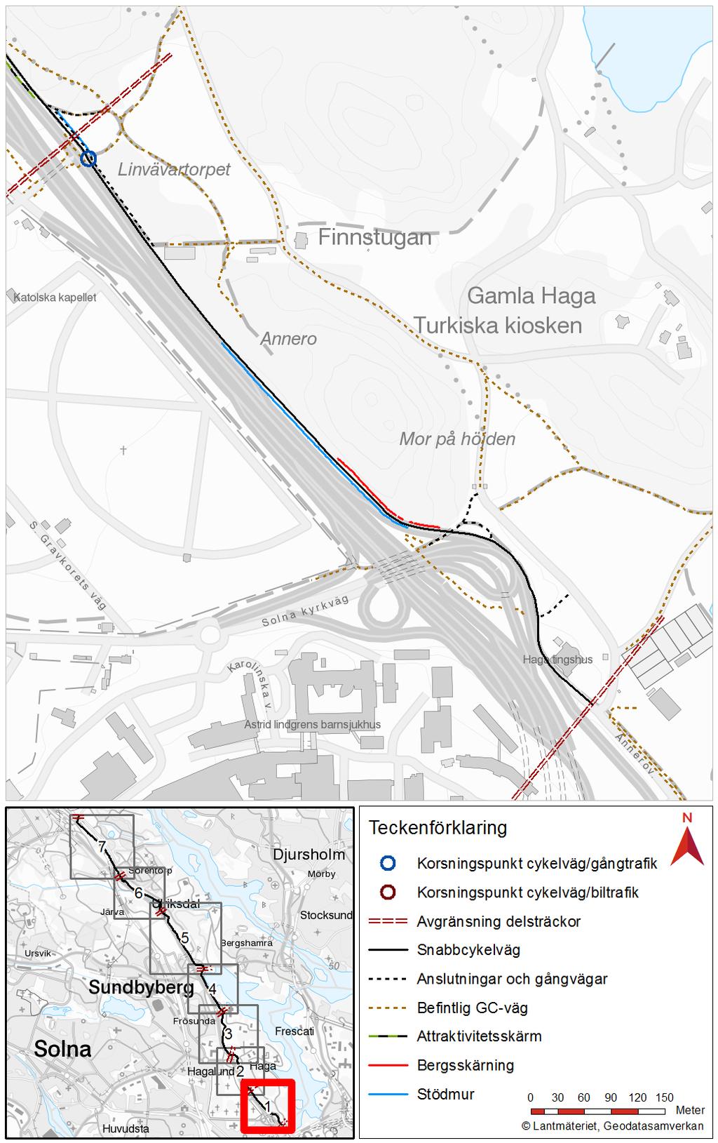 Sträcka 1 Tingshuset Linvävartorpet (0/000 0/900) Figur 22. Delsträcka 1 mellan Tingshuset och Linvävartorpet.