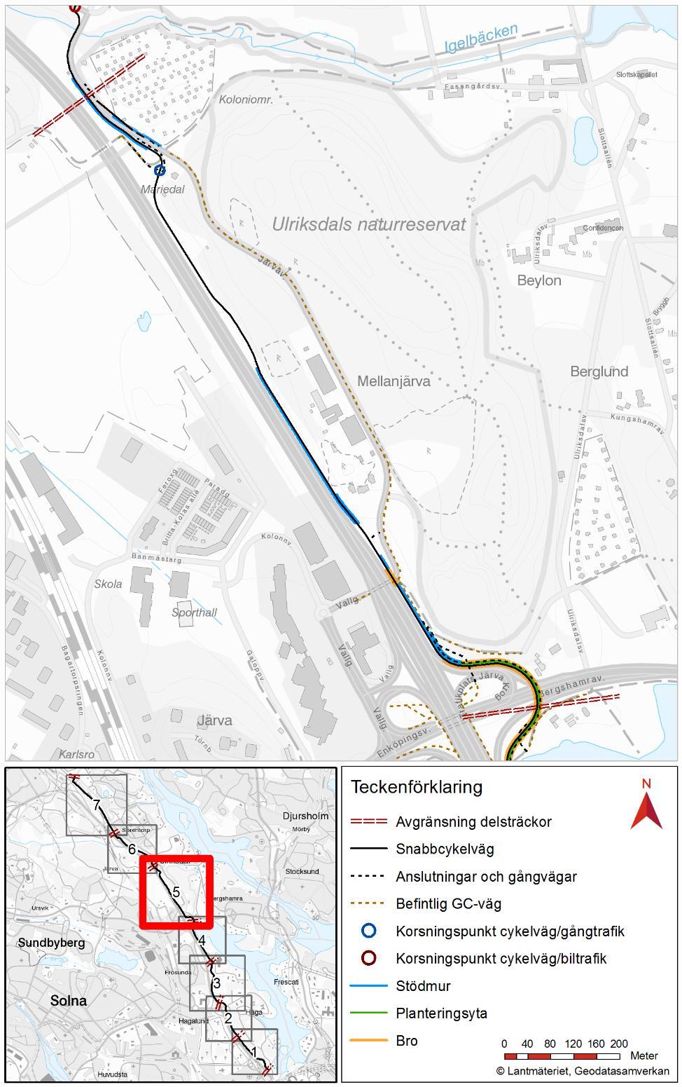 Sträcka 5 Järva Krog Överjärva (3/300 4/900) Figur 33. Delsträcka 5 mellan Järva krog och Överjärva.