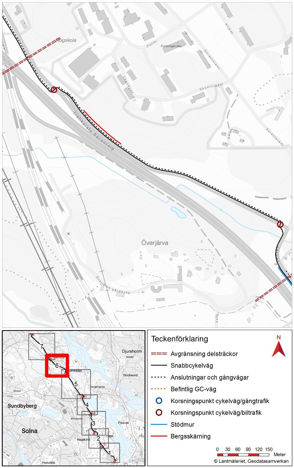 Sträcka 6 Överjärva Polishögskolan (4/900 6/000) Figur 36. Delsträcka 6 mellan Överjärva och Polishögskolan.