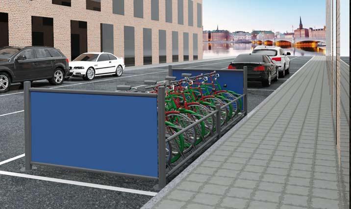 Trollhättans Resecentrum - modell Falco Scandic cykelgarage med Falco Eco tvåvåningsställ Allt fler cykelpendlar till sina jobb Behovet av säkra och väderskyddade cykelgarage vid