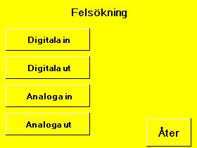 Felsökning. Meny/Felsökning Följande menyer finns att välja i Felsökning: Vad som går att felsöka hittar du på följande sidor.