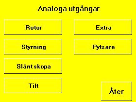 . Meny/Grundinställning/Analoga utgångar I meny till vänster visas de analoga utgångar som finns tillgängliga i systemet. Välj önskad funktion genom att klicka på respektive knapp.