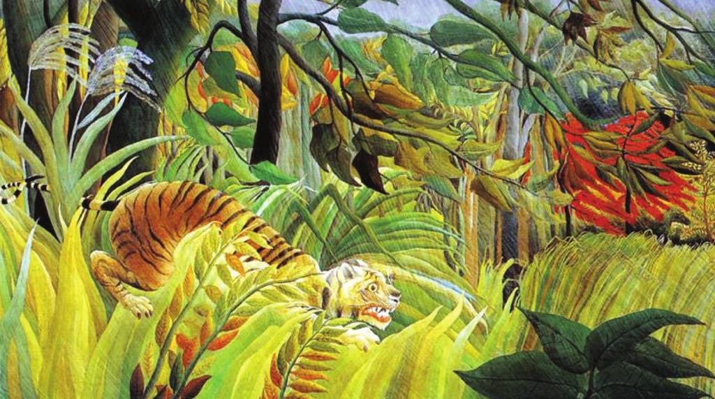 Syfte/mål Att utvärdera och analysera kreativt arbete Att öka medvetenheten om vikten av att skydda det vilda djurlivet Vad du behöver En bild av Henri Rousseaus målning Tiger i en tropisk storm