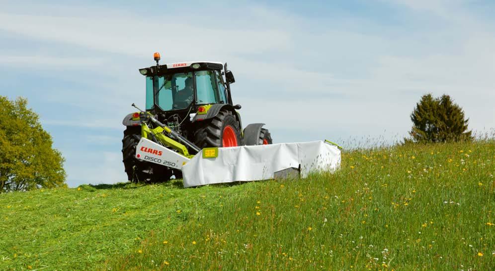 Robust slåtterteknik. Burna slåttermaskiner med Inlinebalk 2750c DISCO 27 DIS 50 CO c CLAAS Inlinebalk. Viktavlastning. Inlinebalken av högkvalitativt stål är mycket robust.