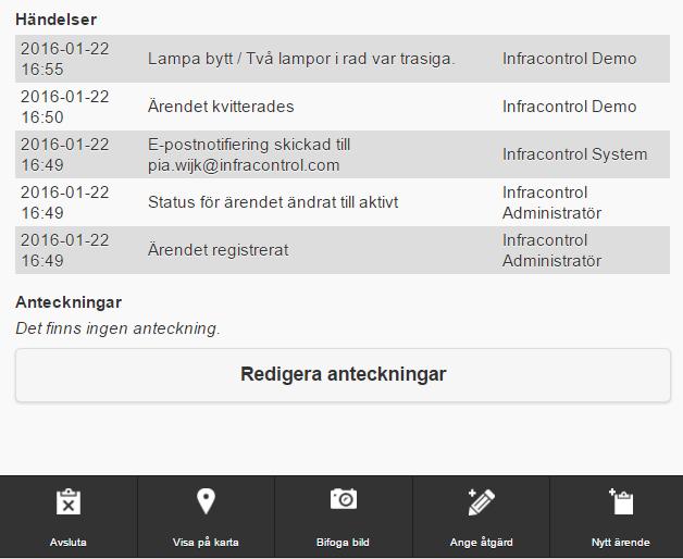 32 (69) Figur 13: Ange åtgärd i den interna appen. Figur 14: Ange åtgärd i den interna appen.