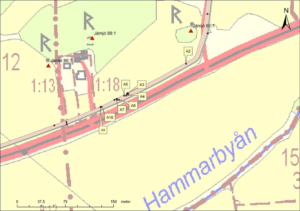 Figur 4. Delområde 3 Det östra undersökningsområdet, delområde 3, ligger även det på en sydsluttning av en något kuperad terräng.