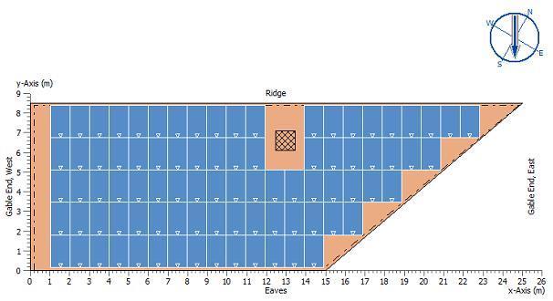 TM GermanSolar Sweden AB. Hästveda 14 mars 2014 Tak 2 Den yta som solcellsanläggningen kan uppta uppgår till 15-25 x 8,5 m, dock är ytan delvis skuggad av anslutande byggnad.